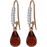 Galaxy Gold GG 14k Solid Gold Fish Hook Earrings with Diamonds and Garnets