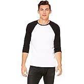 Bella Canvas Unisex 3/4-Sleeve Baseball T-Shirt, Large, White/Black