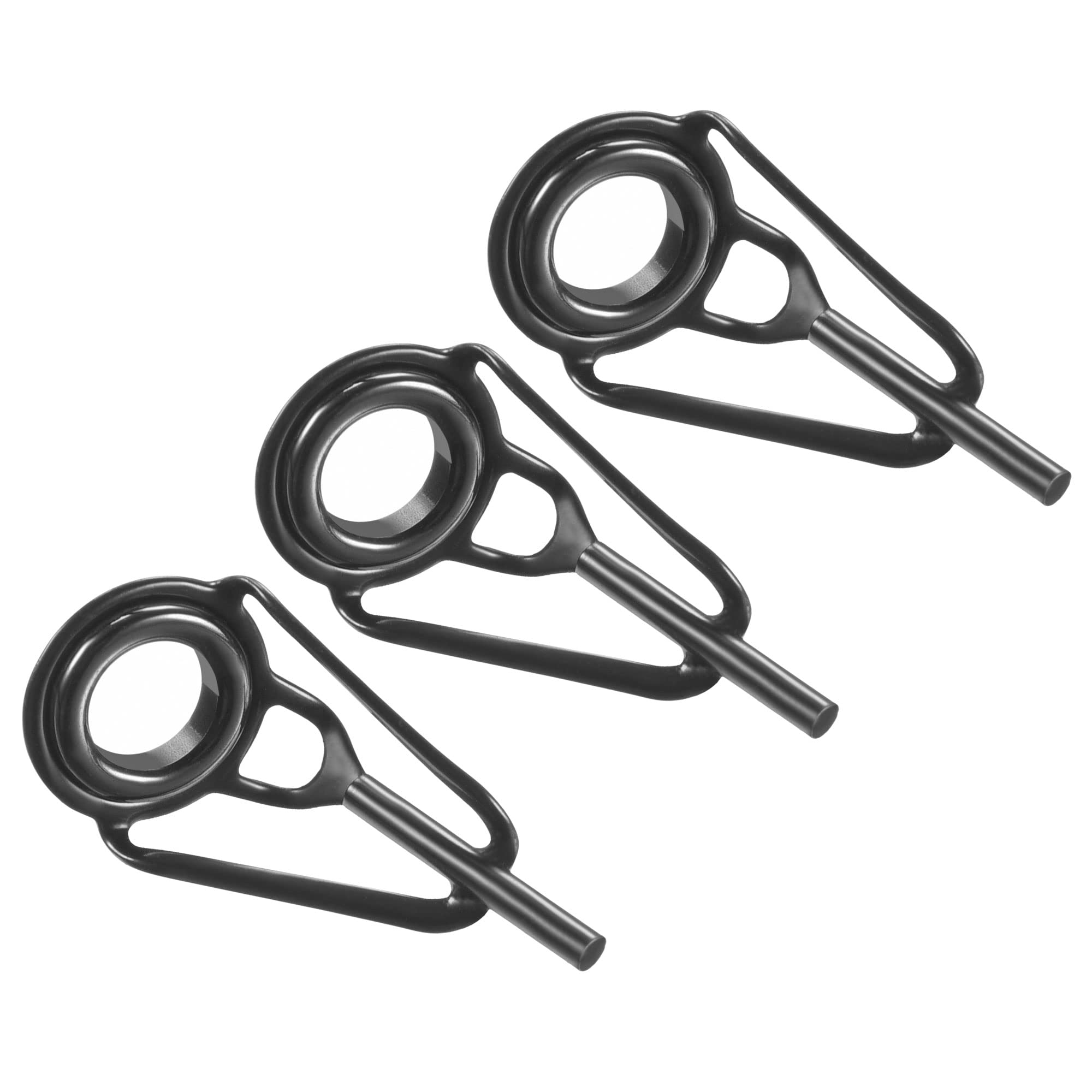 PATIKIL 1.4mm Tube Dia Fishing Rod Tips Repair Kit, 3pcs Stainless Steel Black Guide Ring for Saltwater Freshwater Fishing