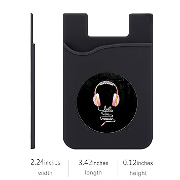 VPRINT QUALITY Lost in Music Black Printed Mobile Grip Wallet| Phone Grip Wallet