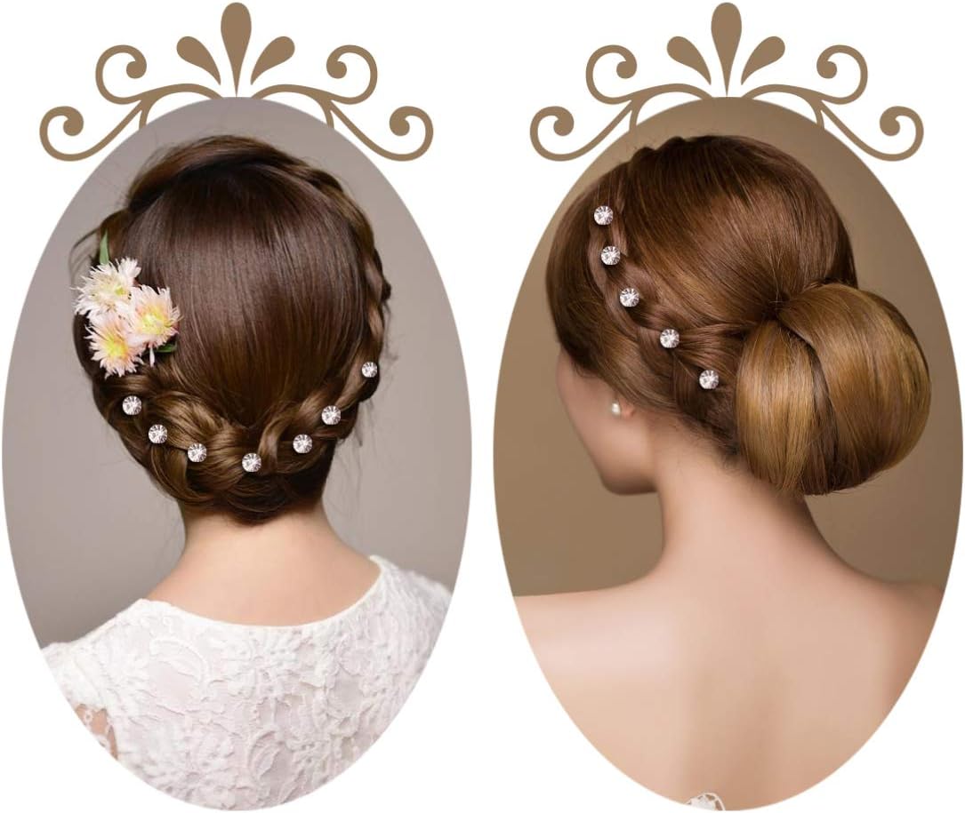 Pixnor Crystal Hair Clip Rhinestone Diamante Wedding Bridal Prom Hair Styling Accessories Hair Pins Pack of 30