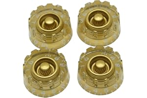 Dopro Set of 4 Gold Knurled Metric LP Guitar Speed Dial Knobs Control Knobs for Epi Les Paul/Import Guitar Bass w/Coarse 5.8mm Split Pots