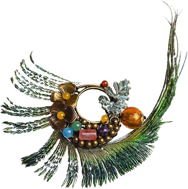 Spilla Decorativa Con Piume E Fiore - Fibbia Per Sciarpa, Accessorio Moda Donna E Ragazza - Foto 12