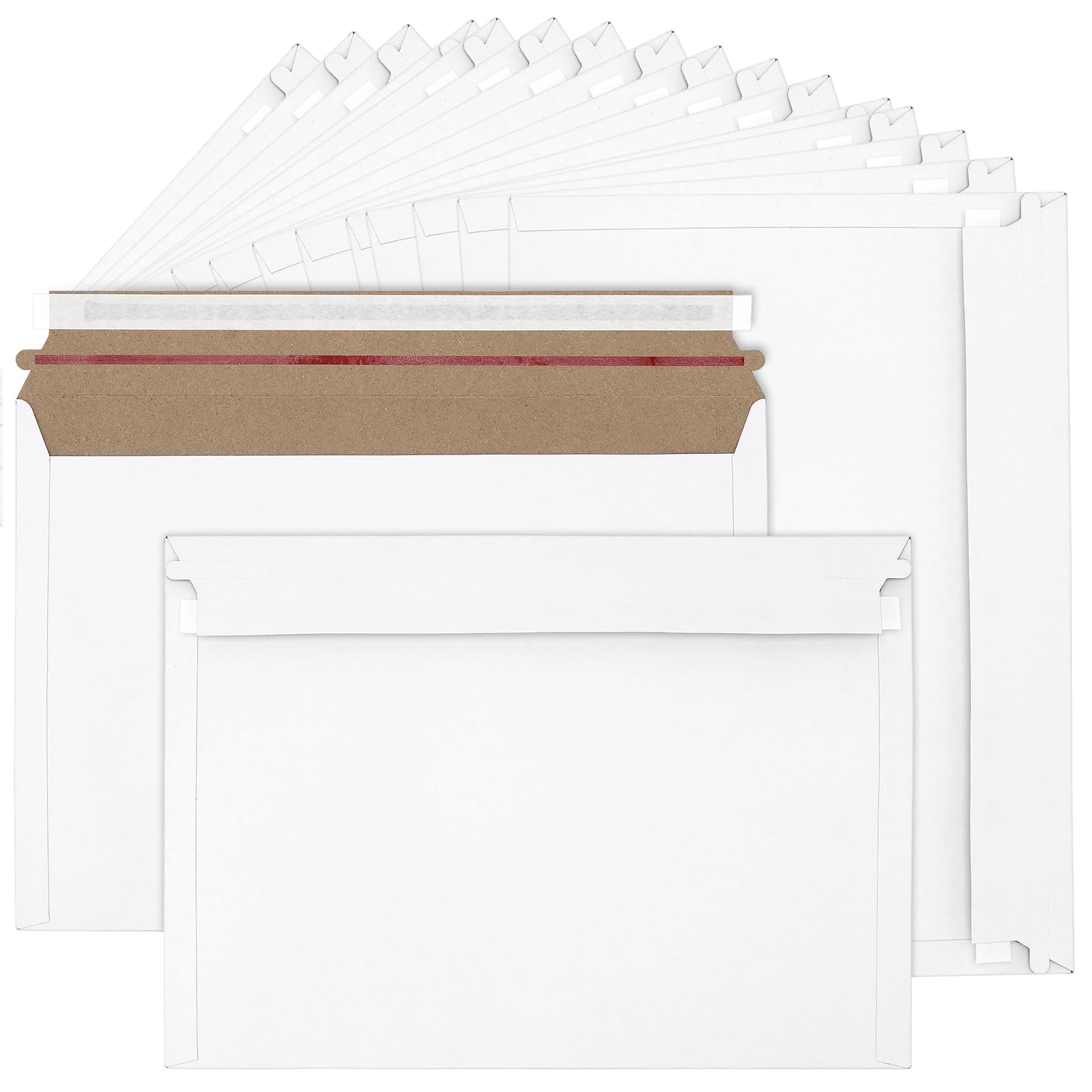 Photo 1 of PINGEUI 150 PCS 9 x 12 Inches White Cardboard Rigid Mailers, Self Seal Photo Document Mailers,Rigid Paperboard Envelopes for Shipping,CD,Paper