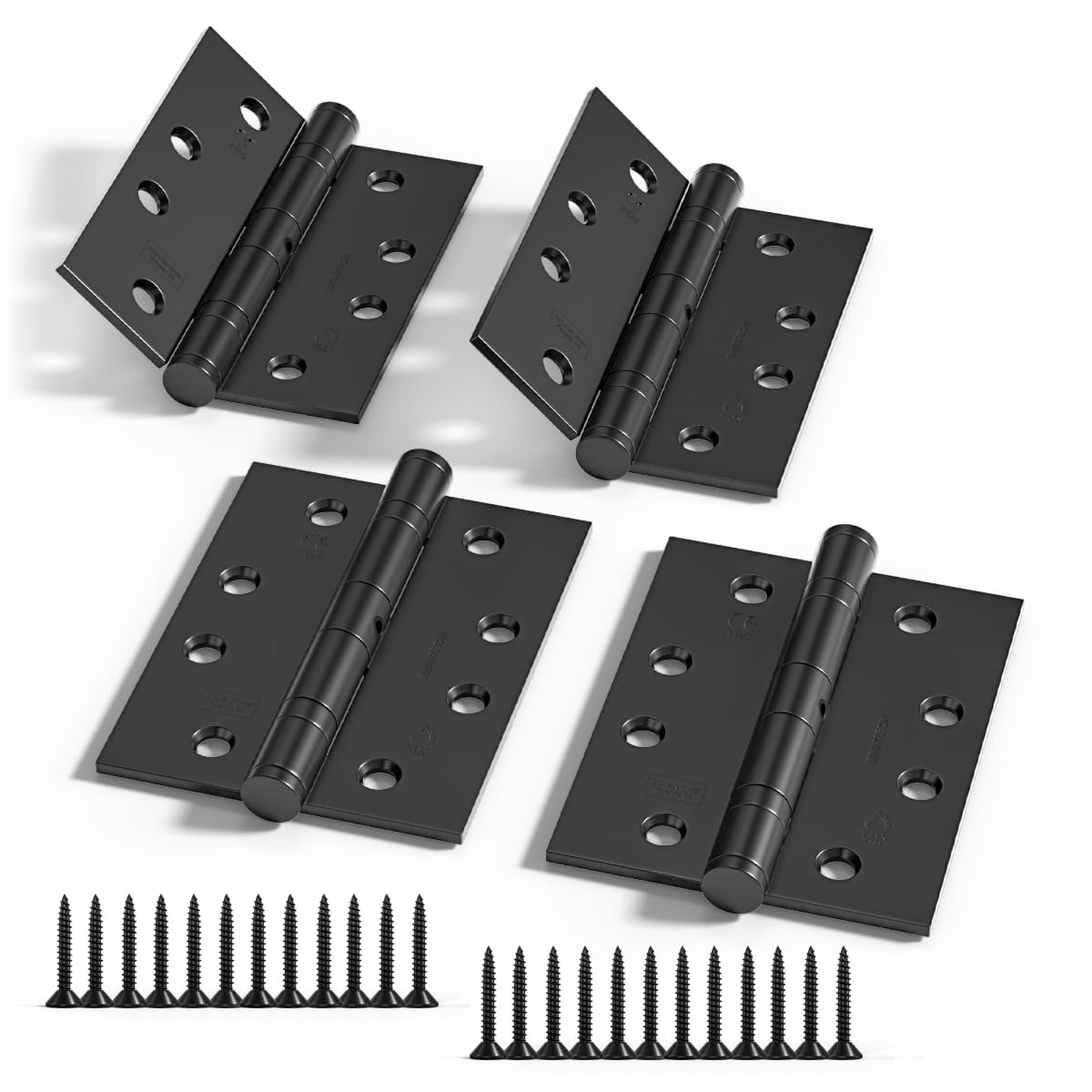 Bwintech 2 Pairs 100 x 75 x 2.7mm(4 inch) Matte Black Brushed Hinge for Fire Door, Steel Fire Rated Internal Door Hinges, Ball Bearing Hinge for Internal Use in Residential and Commercial Buildings — image 1