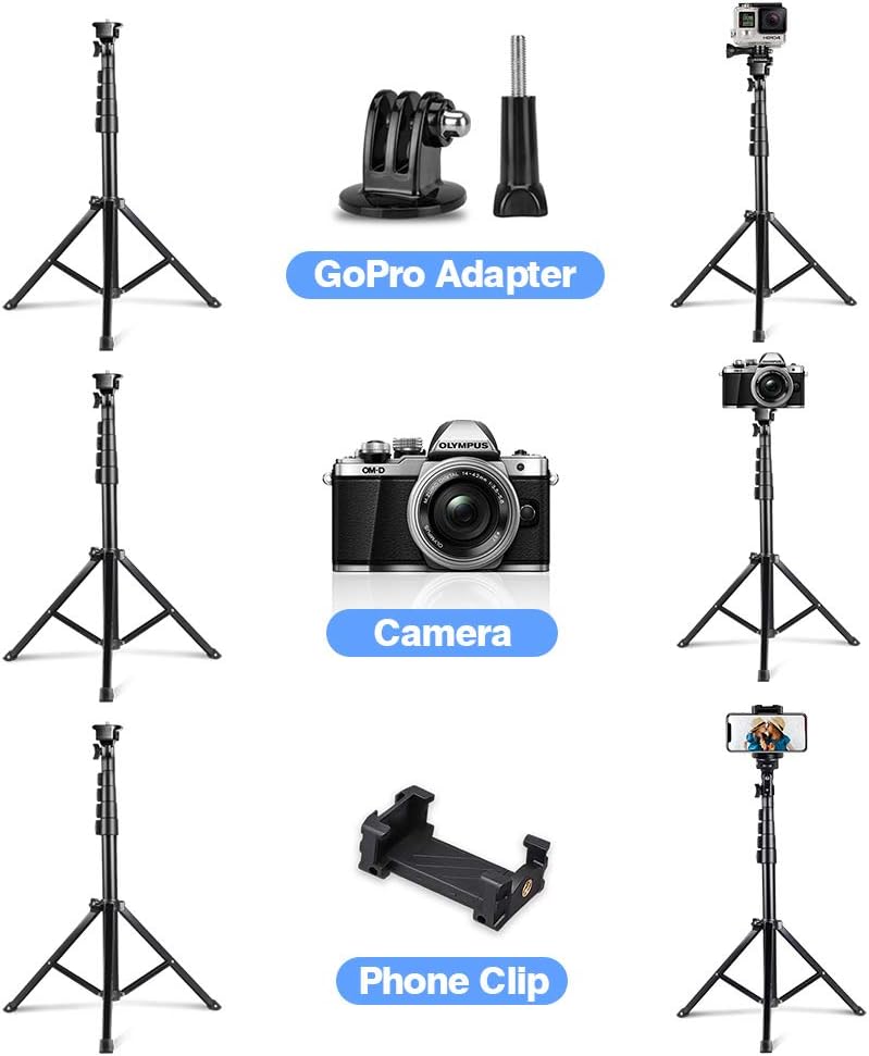 UBeesize 54-inch Selfie Stick Tripod, Detachable and Extendable Phone Tripod for Cell Phone, Compatible with iPhone and Android Phone, Includes Wireless Remote, Cell Phone Holder and Gopro Adapter: Electronics