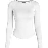 CIDER Women Long Sleeve Crop Top Boat Neck Slim Fit Tight Basic Tee Shirts 2025