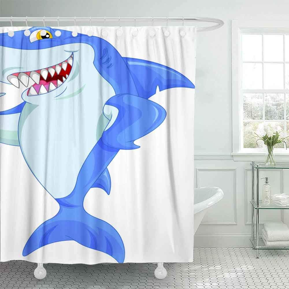 Dethel Farmhouse Shower Curtain, 66X72 Baby Shower Curtain Bath Shower Curtain Funny Shark Cartoon Camping Shower Curtain Cute Shower Curtain