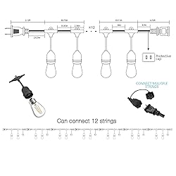 Banord Outdoor String Lights, 48FT Waterproof Patio