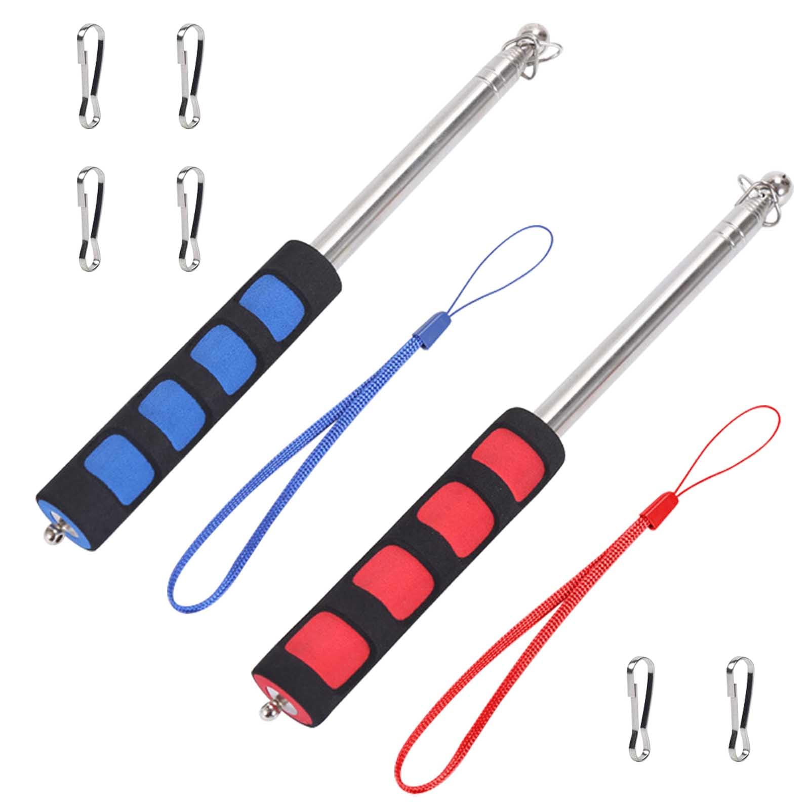 Realand 2Pcs 1.6m Handheld Telescoping Flag Pole with Clips, Portable Stainless Steel Flagpole Extendable Telescopic Flag Poles for Tour Guide Horse Training Festival, 1.6m