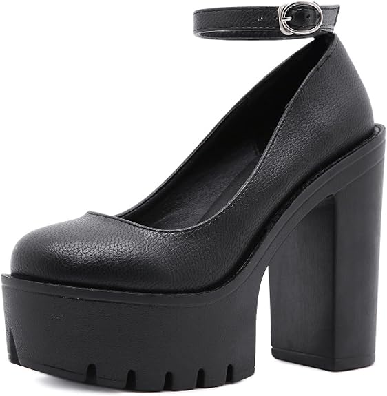 Amazon.com | RHOMEIE Women's Mary Jane Shoes with High Heel Chunky Platform Pumps for Girl 