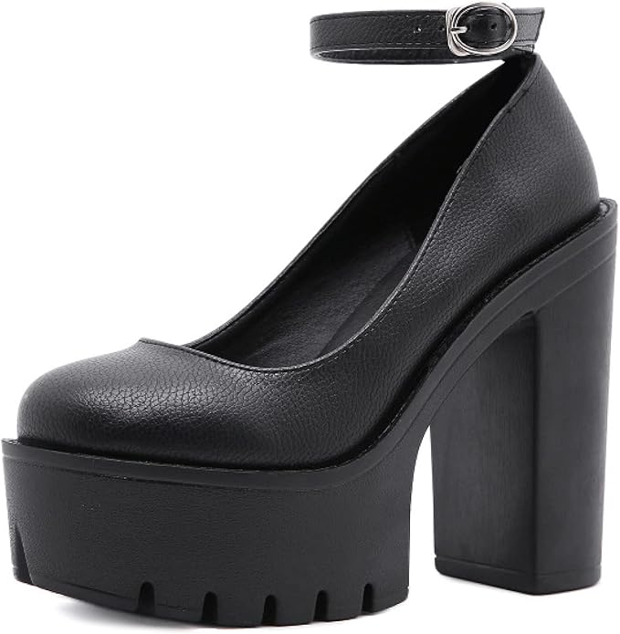 Amazon.com | RHOMEIE Women's Mary Jane Shoes with High Heel Chunky Platform Pumps for Girl 