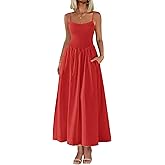 PRETTYGARDEN Women's Smocked Maxi Dresses 2026 Summer Sundress Casual Spaghetti Strap Swing A Line Long Flowy Beach Dress