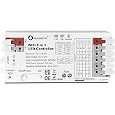 GLEDOPTO WiFi Bluetooth 5 in 1 LED Strip Controller DC12-24V 20A Current RGBCCT RGBW RGB CCT WWCW Dimmer Five Modes in One Work with Tuya Smart Life App Control for PWM Dimming Strip Light Easy Wiring