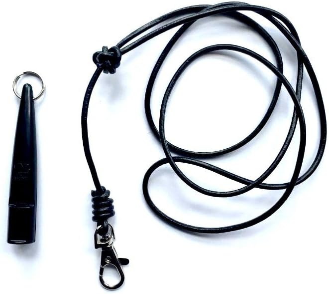 Acme 210.5 Dog Whistle & Lanyard with Turks Head Knot in Black Leather