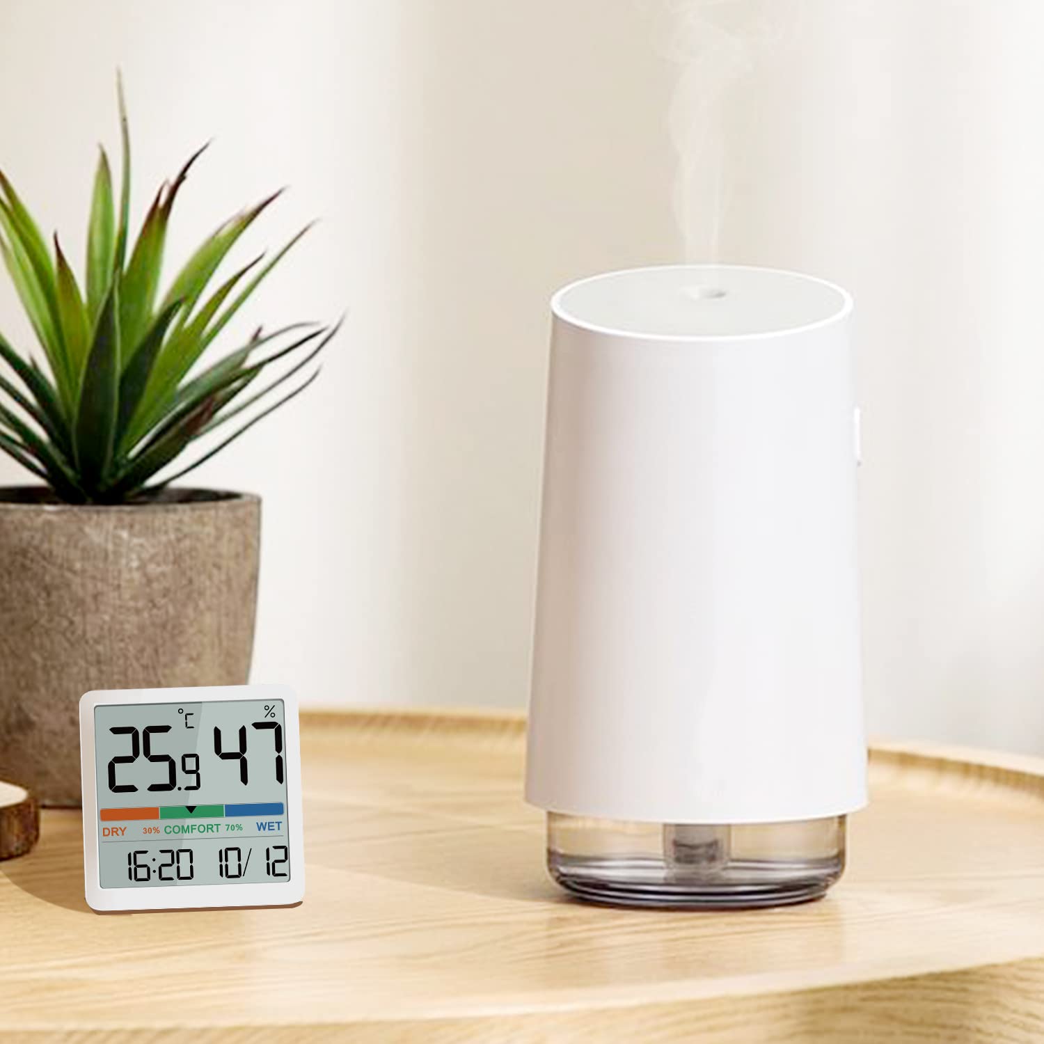 NOKLEAD Digitales Thermo-Hygrometer, Tragbares Thermometer Hygrometer Innen mit hohen Genauigkeit, Temperatur und Luftfeuchtigkeitsmesser für Raumklimakontrolle Raumluftüerwachtung Monitor (WEISS) 2