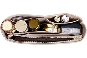 OAikor Felt Small Purse Organizer Insert with Zipper Fit GG Small Marmont Insert Matelasse Shoulder Bag/MK Jet Set Charm/Horsebit 1955/CC Classic Handbag Organizer Liner Inner Bag(Beige, Small)