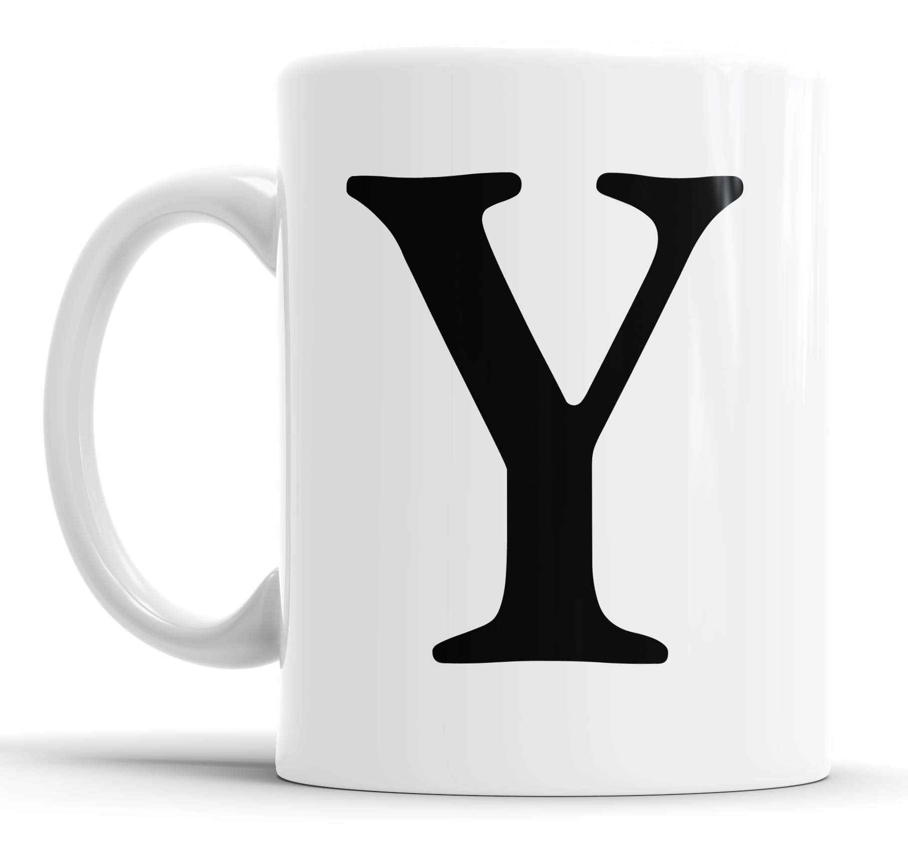 Faithful Prints Alphabet Mug Letter Mugs Initial Coffee Cup Birthday Fathers Day Gift (Letter Y)