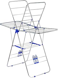 Style home Wäscheständer Flügelwäschetrockner Standtrockner klappbar Kleiderstange Kleiderständer Edelstahl (Silber)