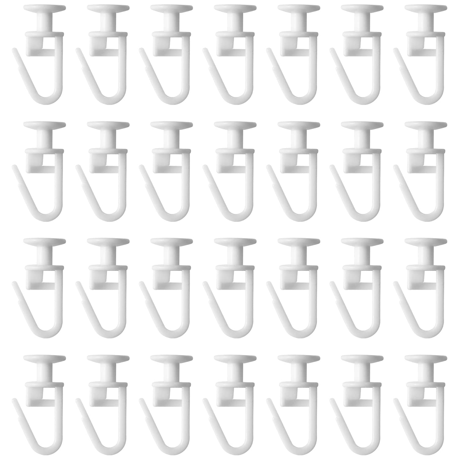 Graplan 100 Pcs Curtain Hooks Plastic 11 mm White Curtain Track Glider Hooks for Window Door Shower Curtains