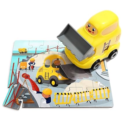 Top Bright Excavator Toy Toddlers Car Toys For 3 Year Old Boy Girl Gifts Stem Toy Educational Learning With 24 Pieces Wooden Puzzles In A