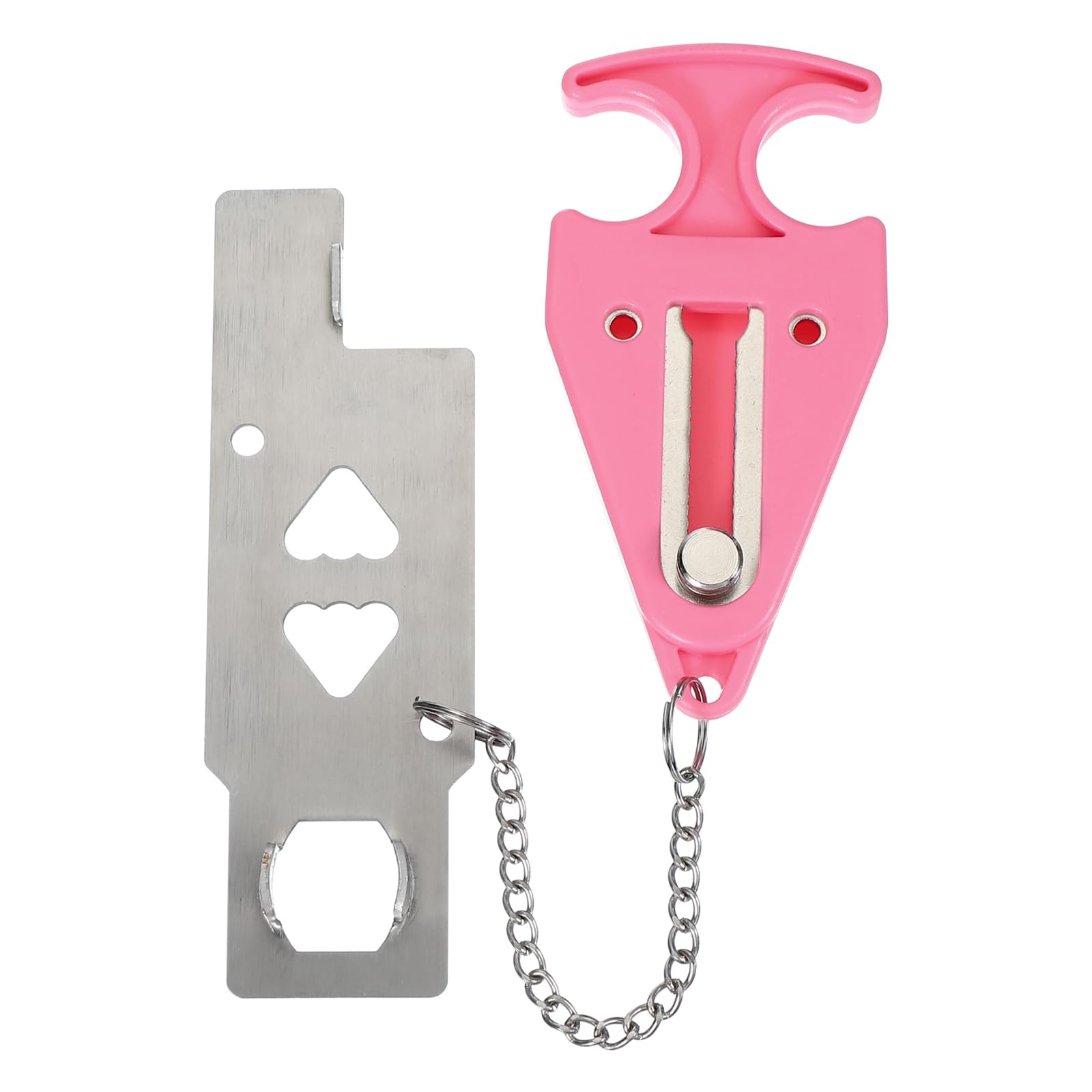 PATIKIL Hotel Door Lock, 1 Pack Heavy Duty Extra Lock for Additional Privacy and Safety Perfect for Traveling Hotel Home Apartment Double Hole Pink