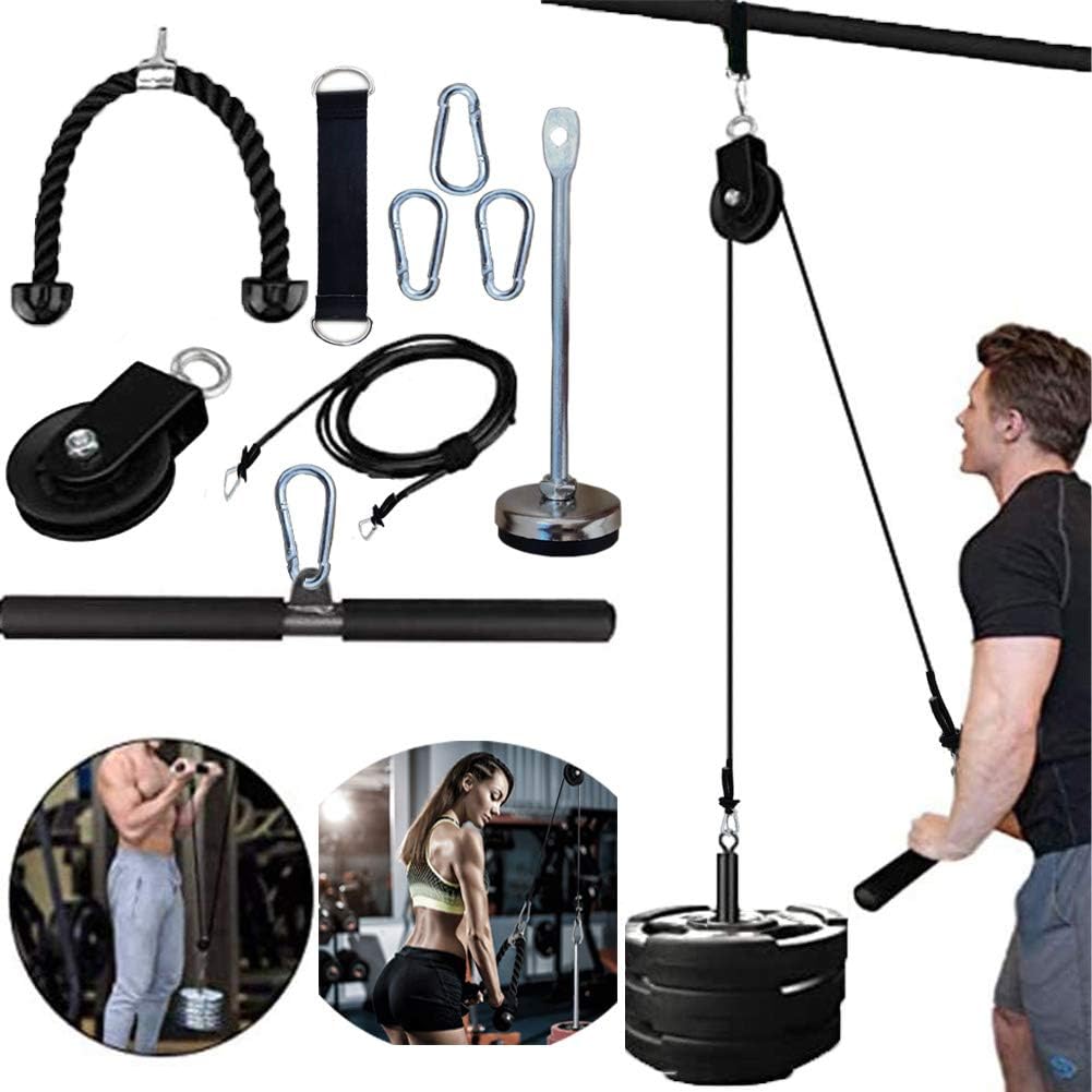 Pulley Cable Machine Men Women Professional Muscle Strength Fitness Equipment Forearm Wrist Roller Training for LAT Pulldowns, Biceps Curl, Triceps Extensions Workout Straight Curved : Sports & Outdoors