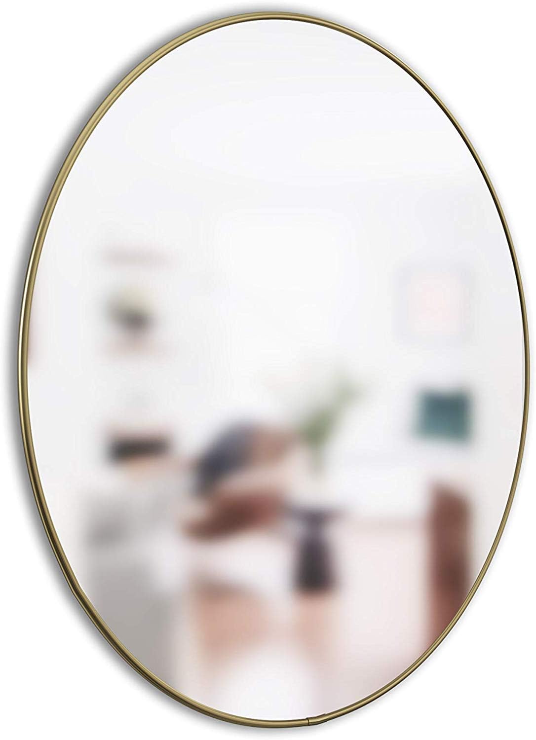 Umbra Hubba Round Wall Mirror with Metallic Frame, Modern Style for Bathroom Entryway, Living Room and More, 34-Inch, Brass - Image 5