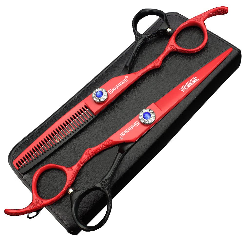 6-Inch Left Handed Hairdresser Scissors Hairdresser Hairdresser Scissors Set(6 Inches, 2 Pieces-F)