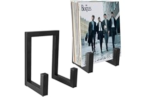 Picowe Vinyl Record Storage Holder, Black LP Record Holder Vinyl Display Rack Organizer for Albums, Metal Record Display Stand (2 Pack)