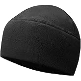 Winter Fleece Beanie, Wide Double-Layer Brim Warm Skull Cap, Windproof Lightweigh Sleep Hat for Men Women