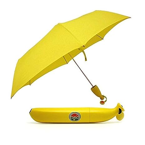 Banana Shaped Sunny and Rainy Umbrella for Kid Female Male Three Folding Umbrellas