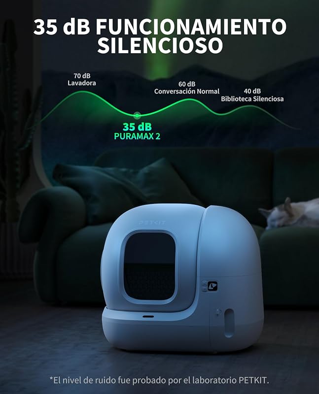 Pura MAX 2 Arenero Gatos Autolimpiable, Inodoro para Gato, Arenero Autolimpiable para Gatos, Anti-Fugas, xSecure/Eliminación de Olores/Control de APP/76L, para Varios Gato