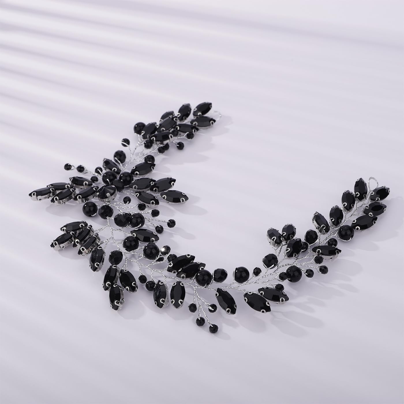 Kercisbeauty Black Rhinestones Headpiece for Women Girls Special Occasion Headband Hair Jewelry