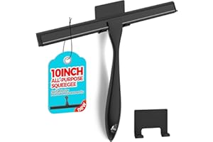 Shower Squeegee - Stainless Steel Shower Squeegee for Shower Doors with Hook, Squeegee Shower for Bathroom, Window,Mirror and