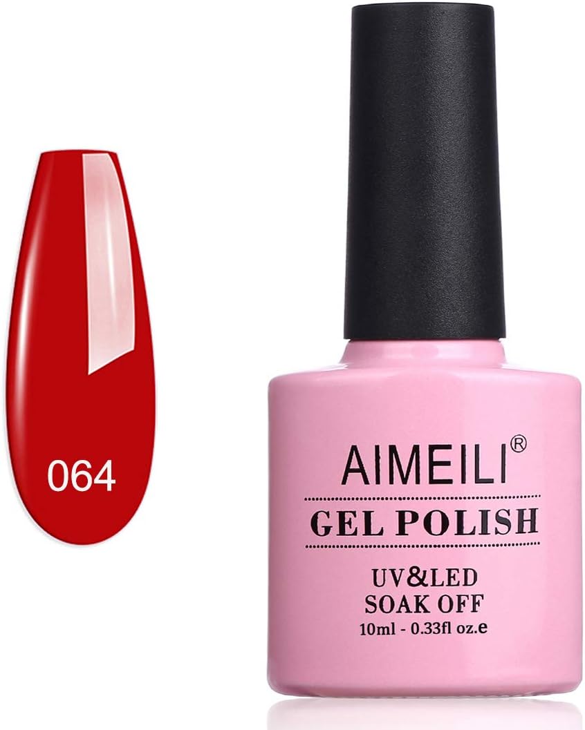 AIMEILI Gel Nail Polish Red, UV LED Soak Off Nail Art Manicure Pedicure Ideal for Salon Studios & Home Use