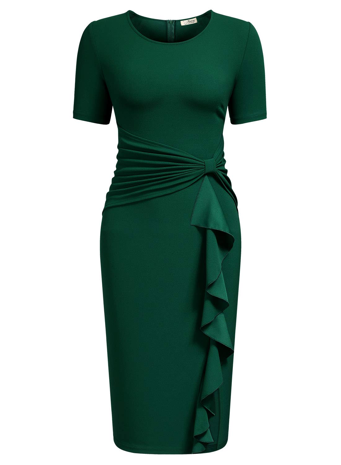AISIZE-Women-1950s-Vintage-Ruffle-Cocktail-Knee-Dress-XX-Larege-Dark-Green