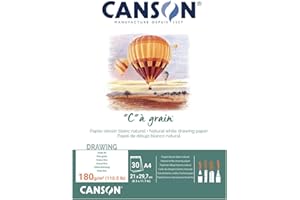 Canson C a Grain 180gsm Heavyweight Drawing Paper, fine Grain Texture, A4 pad Including 30 Sheets