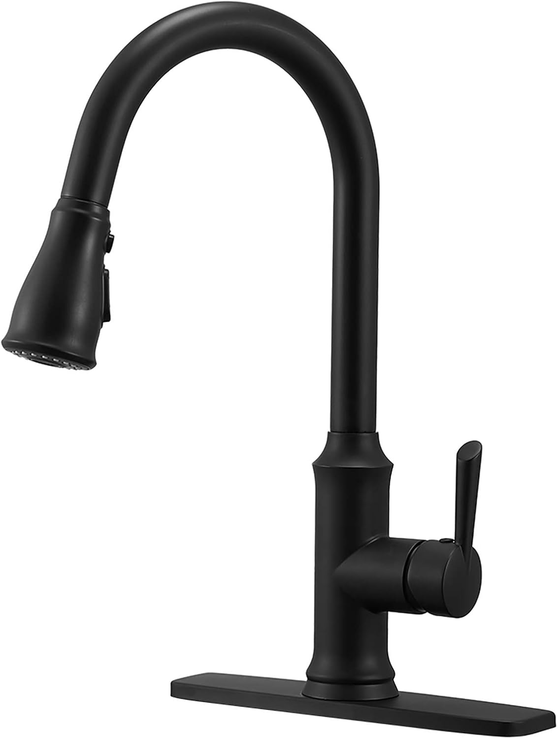 Pull Down Kitchen Sink Faucet Contemporary Matte Black Single Handle Gooseneck Stainless Steel Pull Out Kitchen Faucet with Sprayer Peppermint - - 