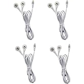 4 Pack Replacement TENS Lead Wires &ndash; 2.35mm Shielded Plug to Snap Electrode Cables &ndash; Compatible with TENS EMS Units and Snap Pads &ndash; Upgraded Durability for Electric Muscle Stimulator