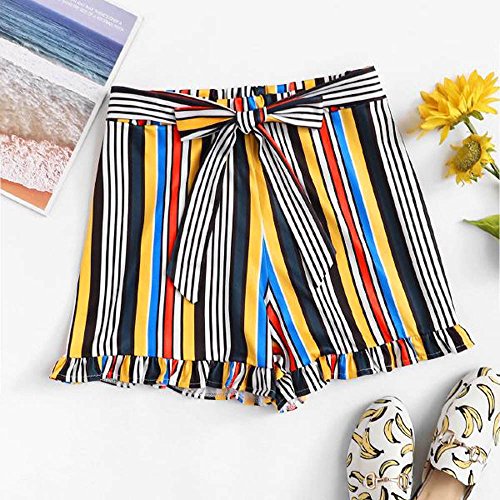 Fine Hot Pants Womens Summer Stripe Plus Size Fashion Casual Boknot Bandage Shorts