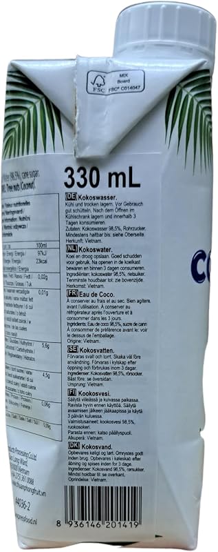 Eau de Noix de Coco 100% Naturelle 330 ml
