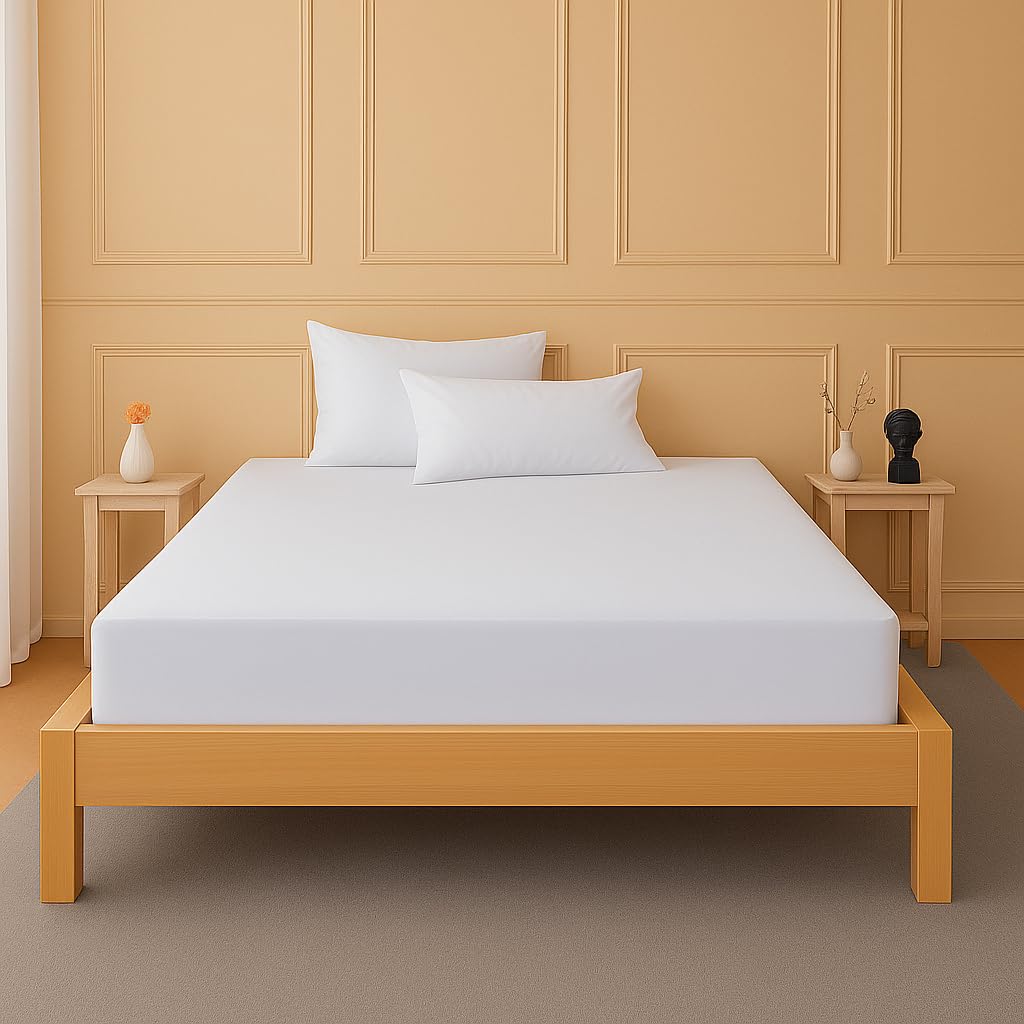 Sheet Story 100% Egyptian Cotton Double Fitted Sheet - 41cm Deep Pocket - 400 Thread Count - Hypoallergenic, Soft Fitted Bed Sheets Double - White