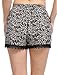 Allegra K Ladies Paisleys Floral Prints Lace Trim Short Shorts XL Black Beige