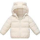 AIWUHE Baby Hooded Down Jacket Boys Girls Light Puffer Winter Coats Toddler Bear Ears Zipper Up Down Coats Outwear 6M-4T
