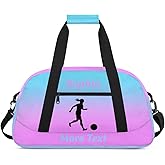 Personalized Sport Duffle Bag for Girls, Custom Kids Gym Bag with Name, Fit School Practice, or Overnight Weekender Travel Pink Soccer