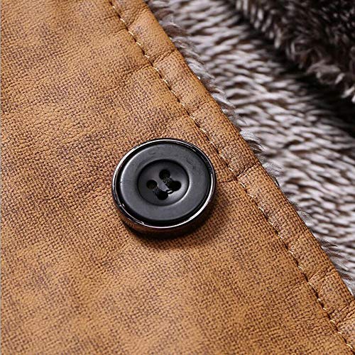 Men's Plus Cotton Warm Fur Collar Casual Button Military Cargo Jacket Outwear Parka Winter Quilted Coat - Thumbnail 3
