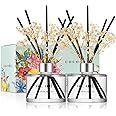 COCODOR Preserved Flower Reed Diffuser/White Jasmine/6.7oz/2Pack / Home Fragrance Scent Essential Oil Stick Diffuser for Bedroom Bathroom Home Décor