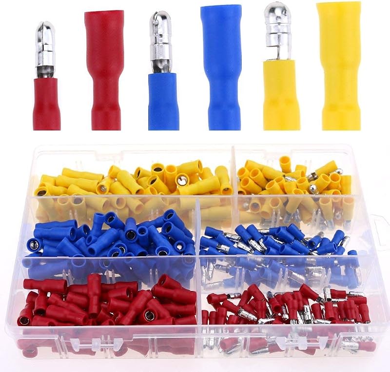 GLARKS 280pcs Assorted Insulated Quick Splice Bullet Connectors Male Female