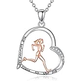 YAFEINI Sports Necklace 925 Sterling Silver Baseball/Basketball/Tennis/Running/Volleyball Pendant Necklace for Women lovers and Fans Jewelry Gifts
